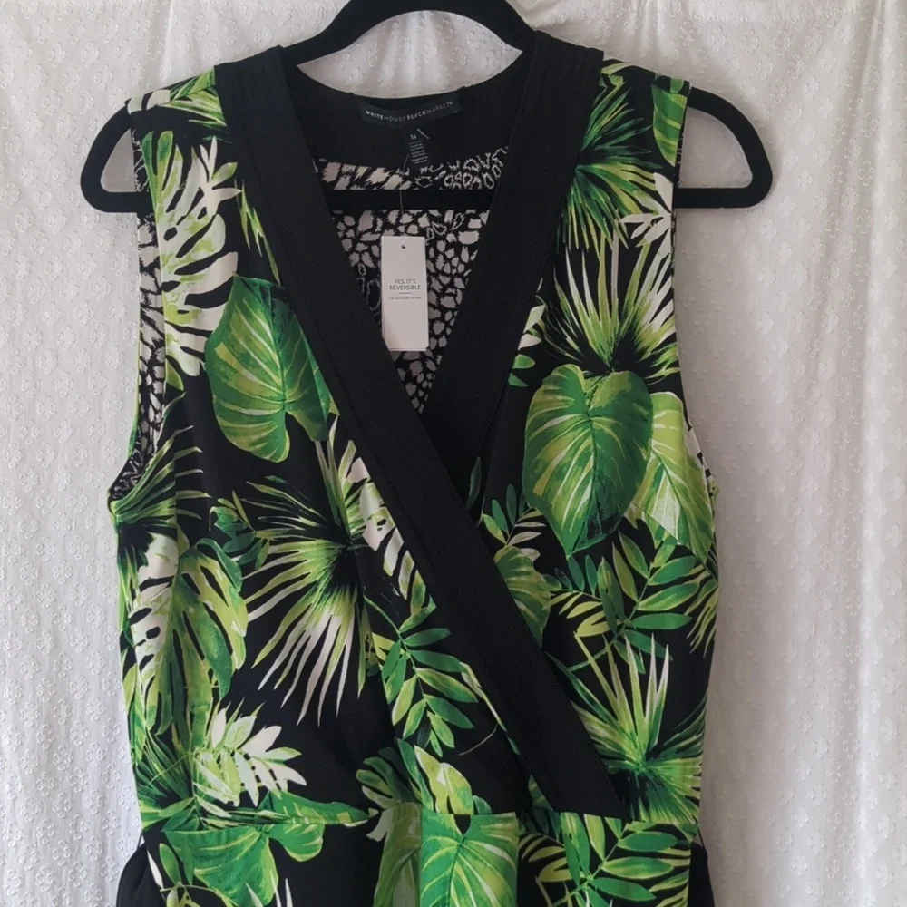 White House Black Market Reversible Sleeveless Faux Wrap Dress, Size 14 - Picture 4 of 7